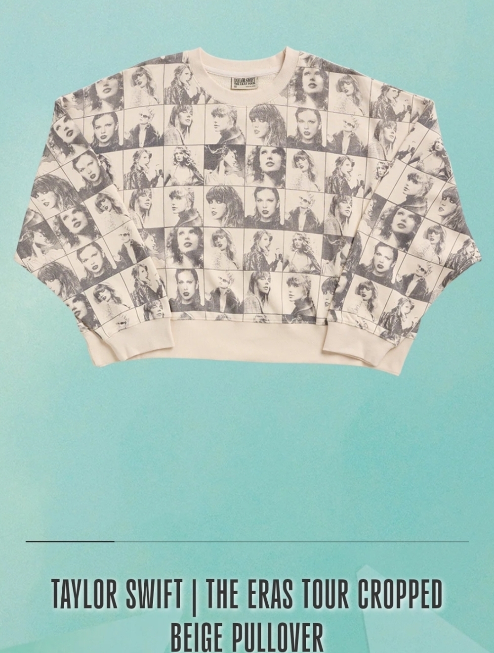 Sold Out Taylor Swift Eras Tour Beige Crewneck with Black Photo-Grid Print